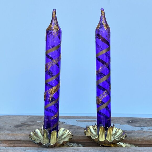 Blown Glass Unsilvered Candlestick Clip Ornaments - set of 5 - Picture 14 of 15